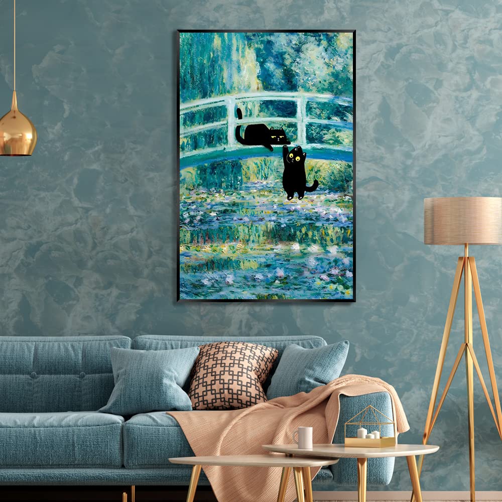 Amazon.co.jp: NONPAI ヴィンテージ モネ 猫 ポスター 面白い 黒猫
