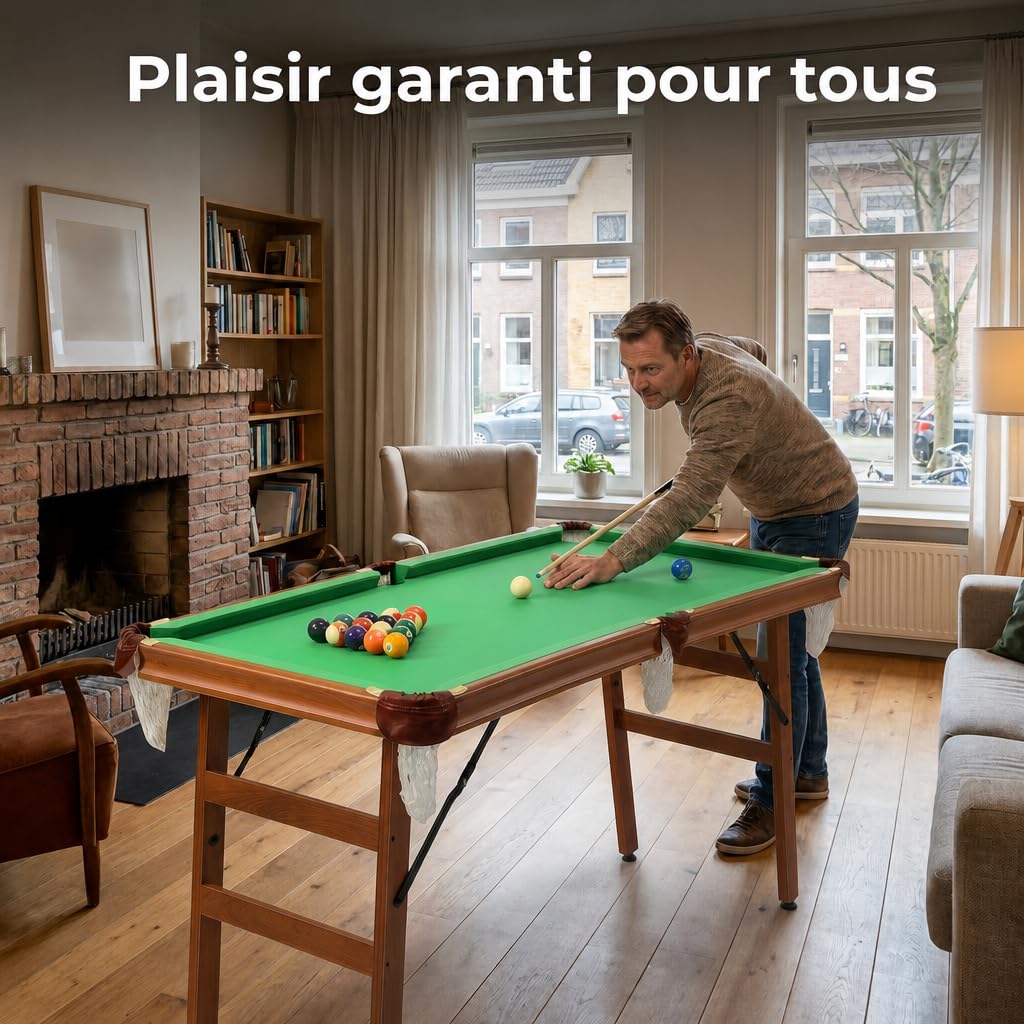 Table de Billard Pliable 140cm, Snooker Compact avec Accessoires