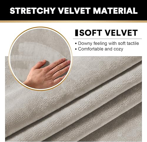 Miniatura 3 de Fundas para sofá, 4 piezas, terciopelo elástico, para sofá de 3 cojines, fundas de sofá suaves con 3 fundas de cojín individuales, lavables a