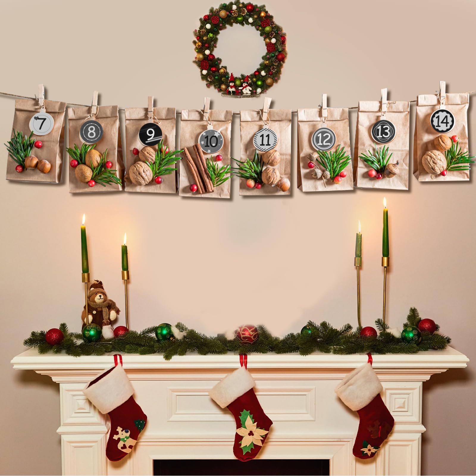 24 Autocollants Numérotés Pour Calendrier De L'Avent - Déco Noël DIY - Chiffres 1 à 24