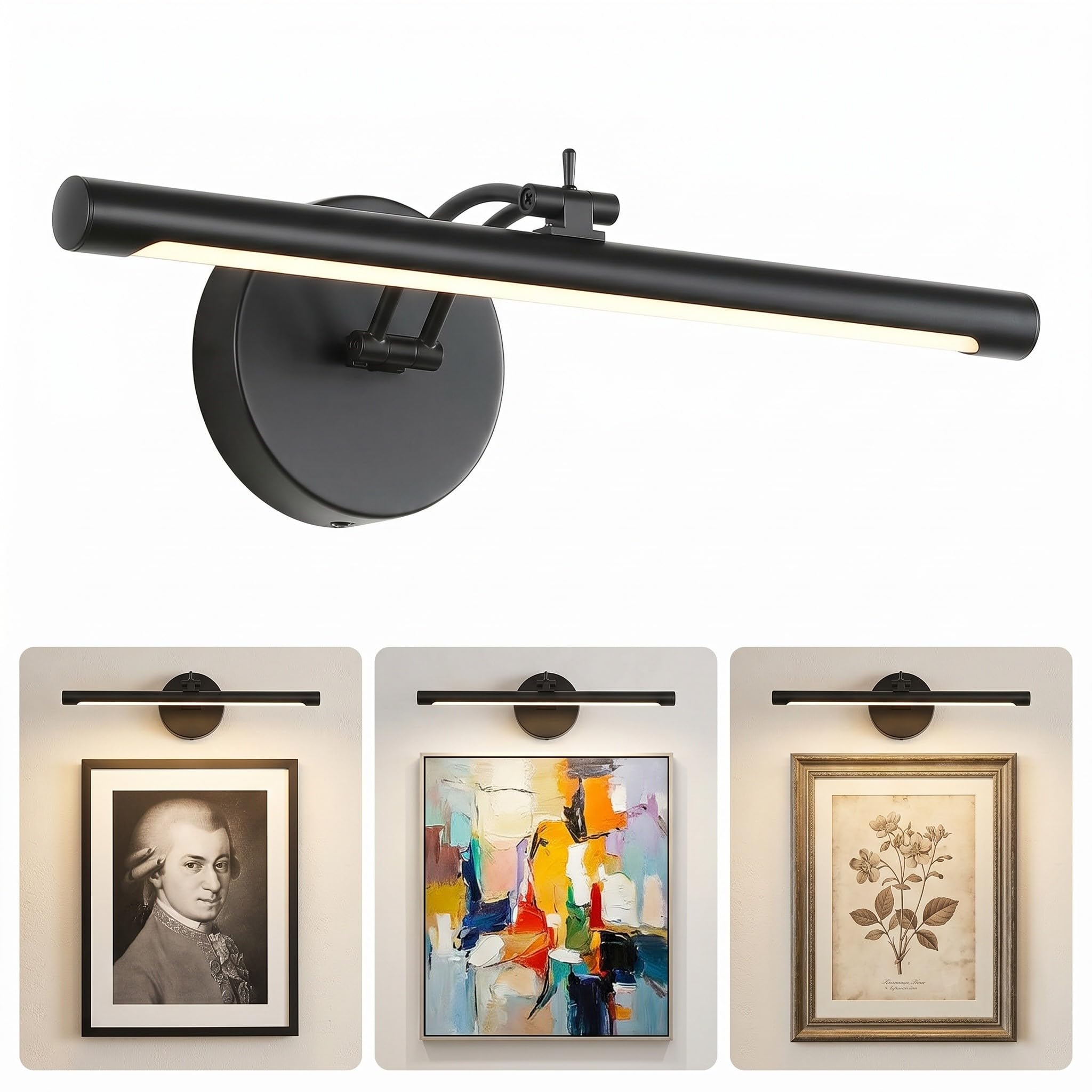 Photo 1 of 7Degobii Hardwired Picture Light - Dimmable Adjustable Swing Arm Black Wall Lights for Pictures - 15.75 Inch Long LED Display Light for Artwork - 7W 3000K