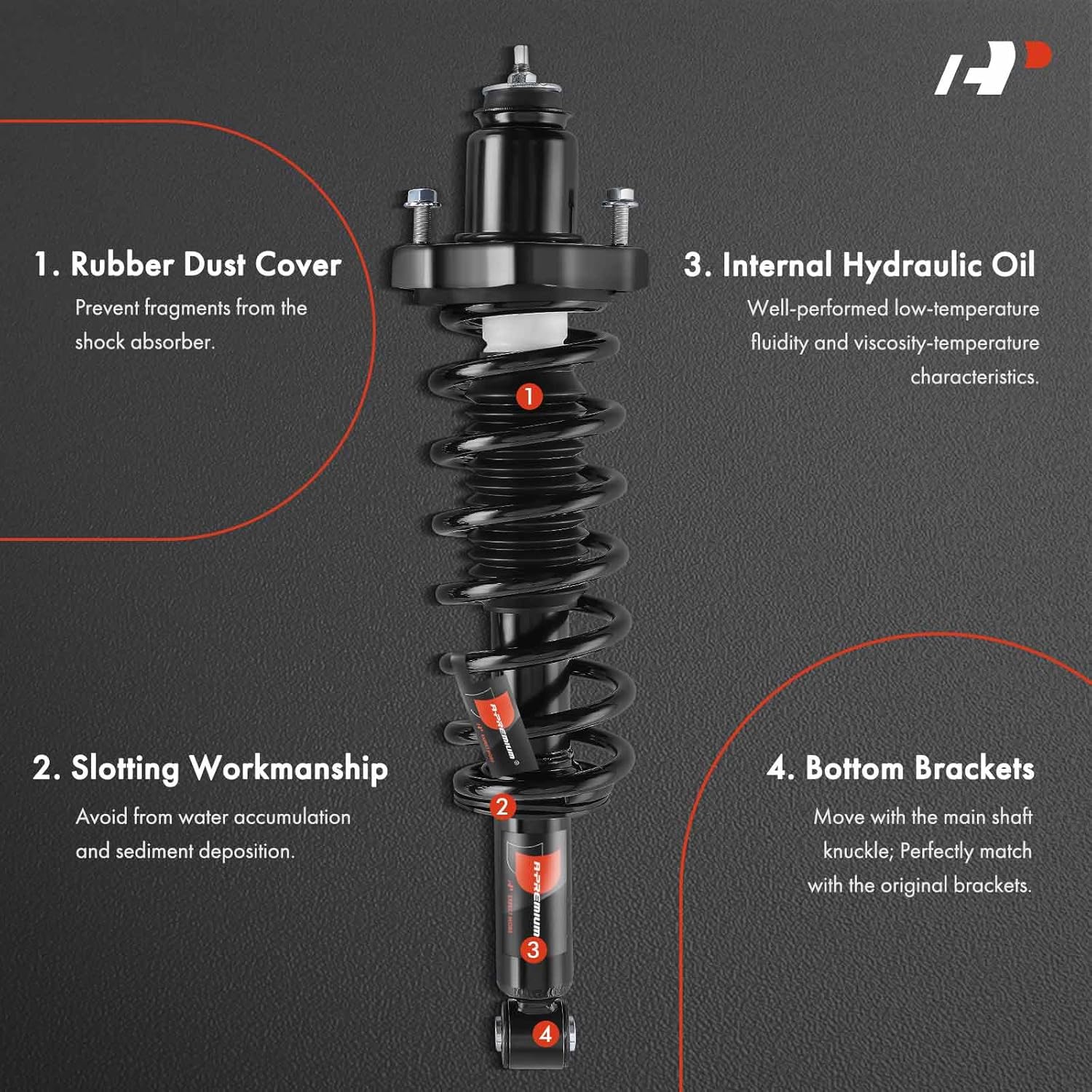 A-Premium Rear Struts Compatible with [FWD] Jeep Compass 2007-2010, Patriot 2007-2010 & Dodge Caliber 2007-2012 - 2x Replacement Suspension Complete Strut Assembly Shock with Coil Spring
