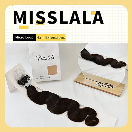 Miniatura 4 de Misslala Extensiones de cabello humano ondulado con microperlas de 18 pulgadas, para bricolaje, extensiones de cabello humano ondulado con micro