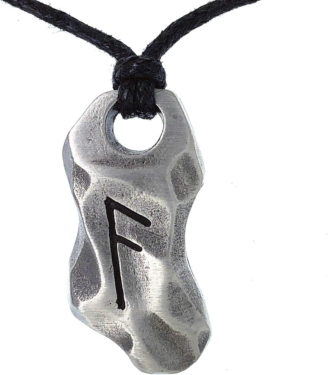 TopToll Viking Jewelry Ansuz A God Ancestor Devine Breath Power Luck Inspiration Element Air Elder Futhark Rune Runic Protection Amulet Silver Pewter Men's Pendant Necklace Charm men adjustable Cord