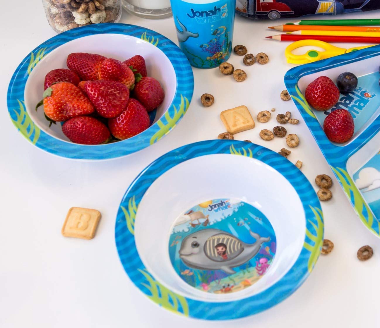 3 Piece Multicolor Toddler Dinnerware Set - BPA Free, Dishwasher Safe, Lightweight and Easy to Hold
