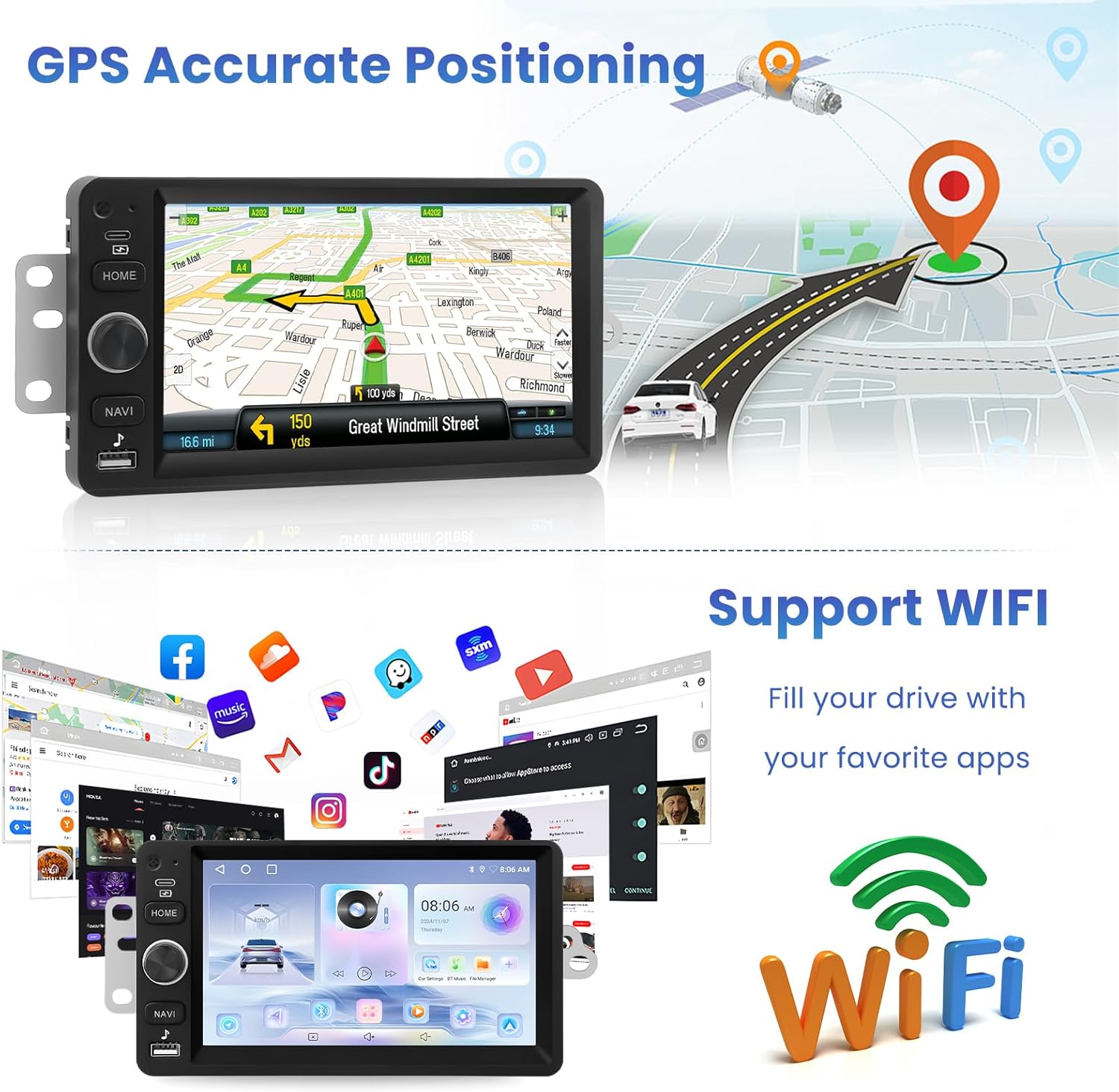 [2+64GB] Android 15 Car Radio for Chevy Chevrolet Silverado SSR Tahoe 2003-2006, GMC Siera Yukon 2003-2006, Hummer 2003-2007 with CarPlay Android Auto,7" Touchscreen(Note fit B.O.S.E Audio System)