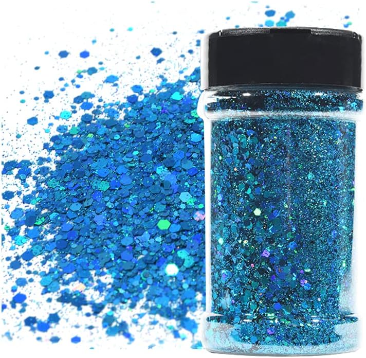 Purpurina holográfica, purpurina negra holográfica, mezcla de purpurina gruesa, mezcla gruesa holográfica de poliéster para resina, bricolaje,