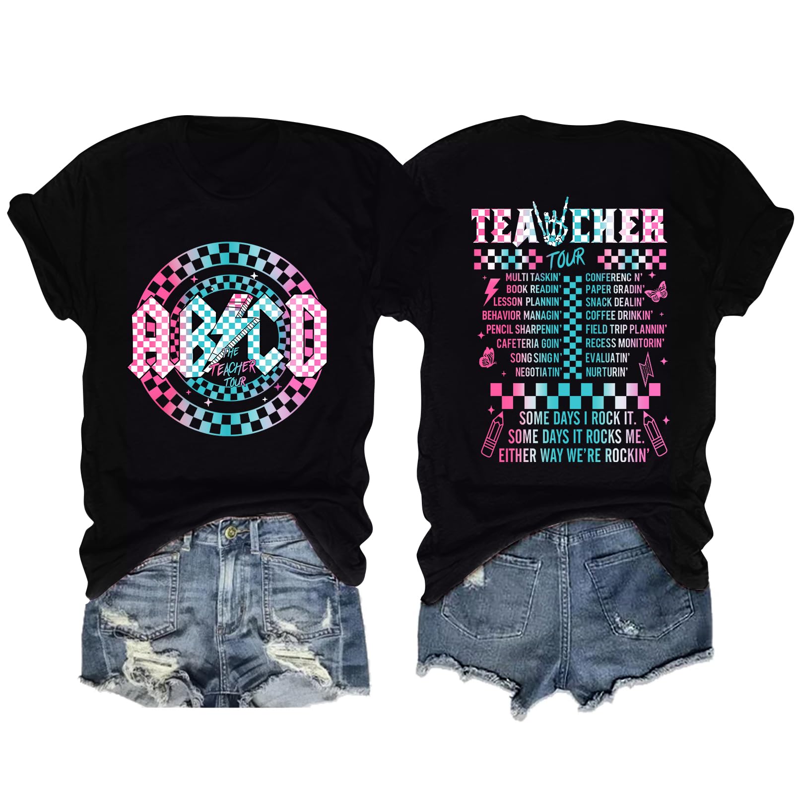 Teacher Shirts Women Vintage Teacher Graphic Tshirt Teacher Life T Shirt Kindergarten Teachers Tees Casual Tops