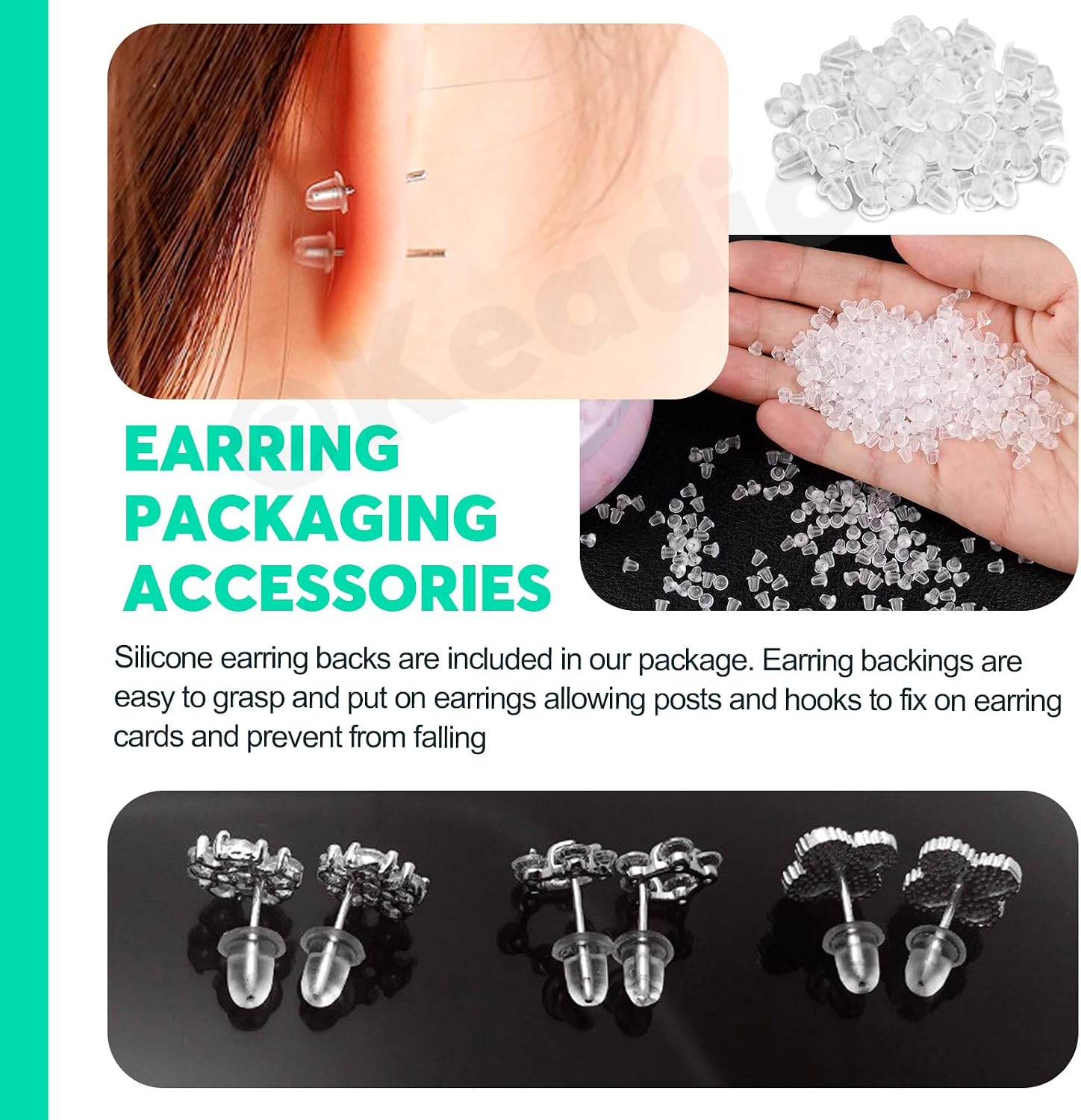 Keadic 600Pcs 2" Round Earring Display Holder Cards with 200 Earring Backs and 200 Self- Sealing Bags, White Blank Jewelry Display Cards for Hanging Ear Studs and Dangle Earrings