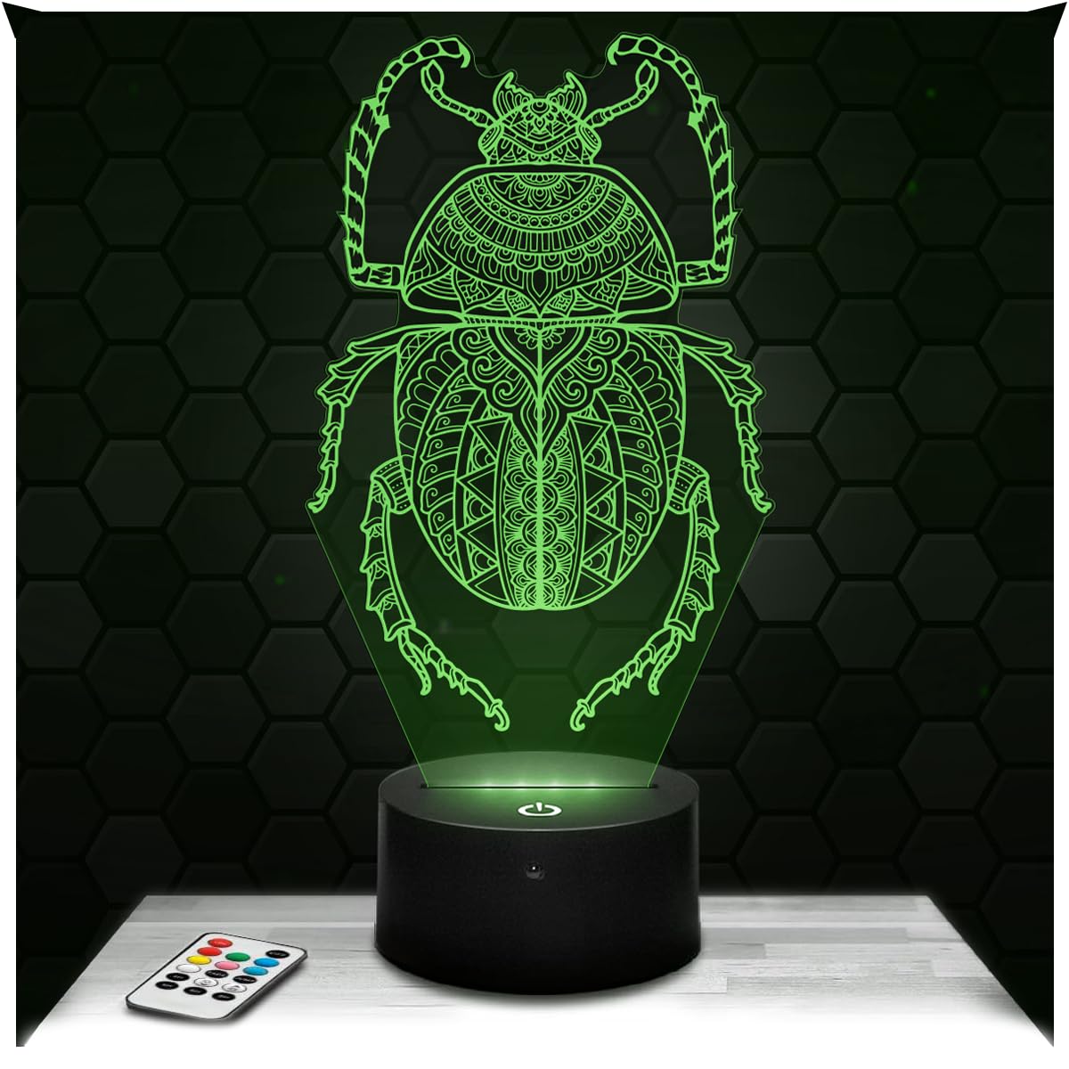 Lampephoto.fr - Scarab Mandala 3D Lamp Egyptian Animal Insect Decoration, Gift idea for Men and Women Scarab Mandala Object Night Light Room Decor, Original Christmas, Gift idea for Men and Women