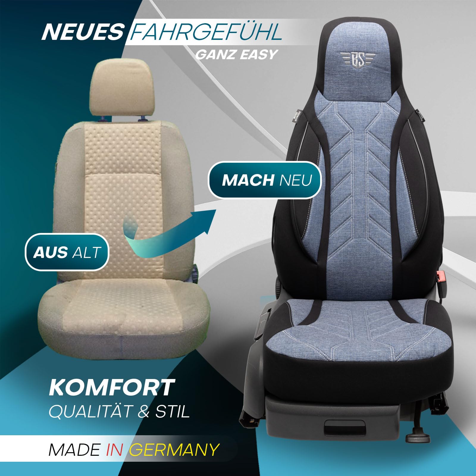 HERM206 Fundas de asiento para BMW Serie 1, color: gris, modelo: Prime Pilot, fundas de asiento de coche, fundas protectoras de asientos, fundas protectoras