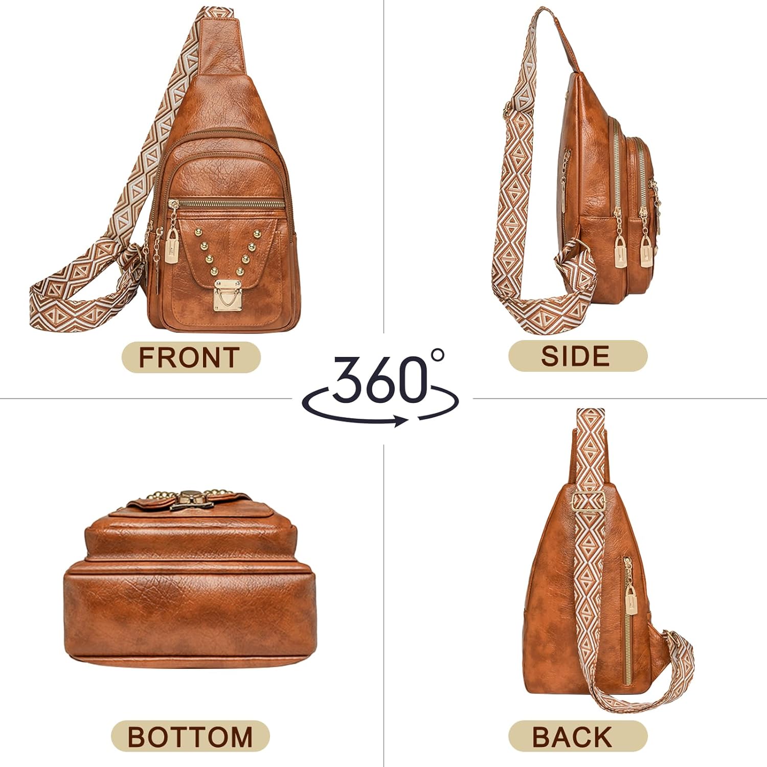 Relang Sling Bag for Women Crossbody, Leather Cross Body Fanny Packs for Women, Trendy Chest Bag for Travel and Daily Use - Image 7