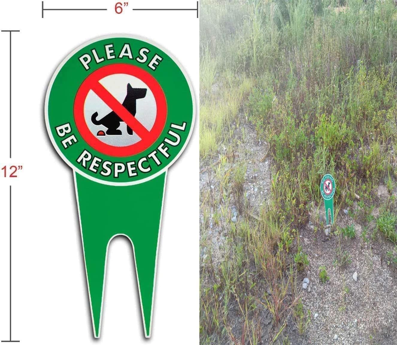 Art Wall Decor Bundle Pack No Peeing Dog Sign Stop Dogs from Peeing and Please On Your Lawn Sign Politely Reads Please Be Respectful Protect Your Property! (4 Piece No Peeing/Dog ban）