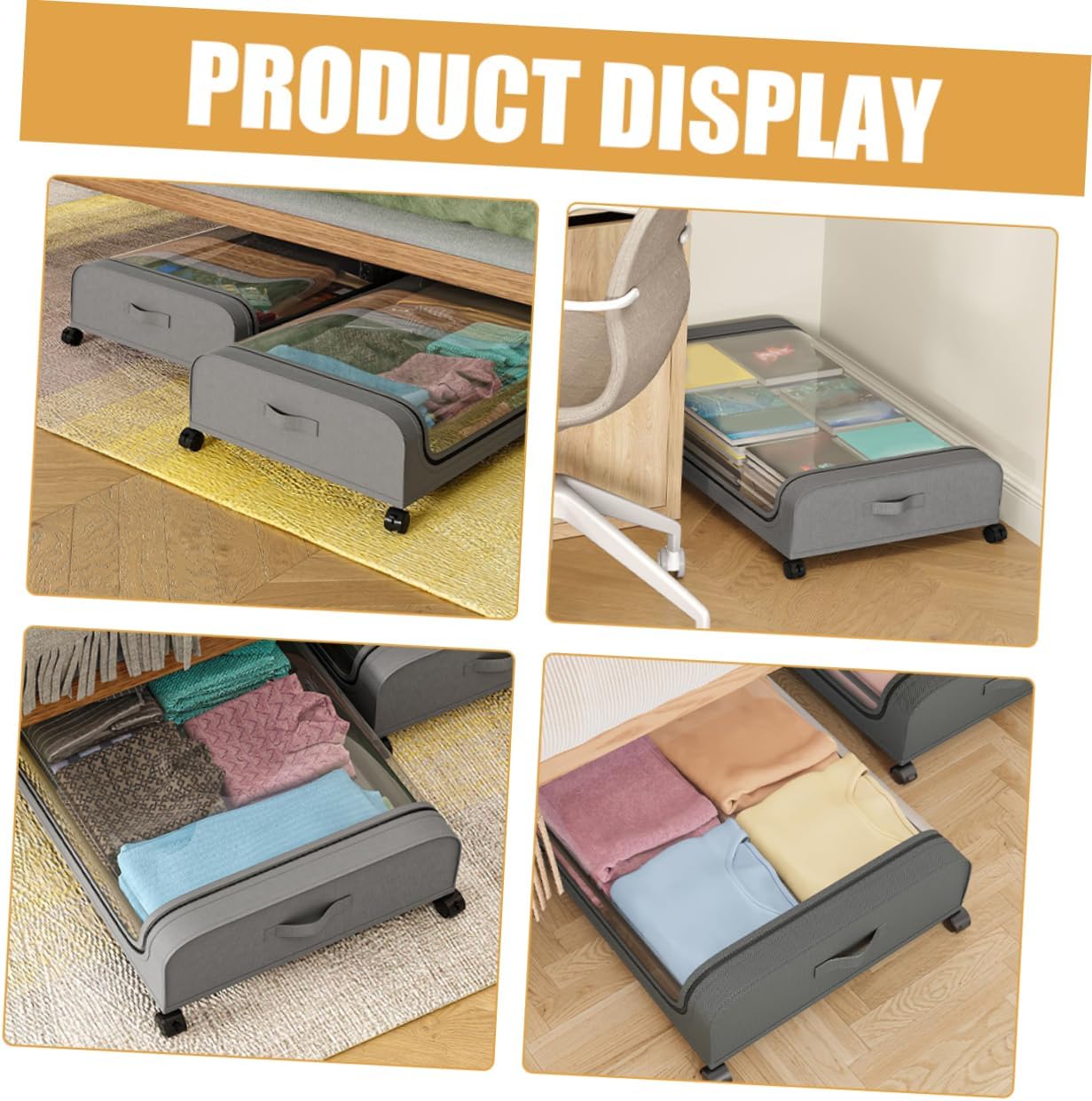 Bed Storage Bin Wheels Space-saving Storage Box for Clothes Toys and Sundries Compact and Lightweight Design for Bedroom and Living Room Organization