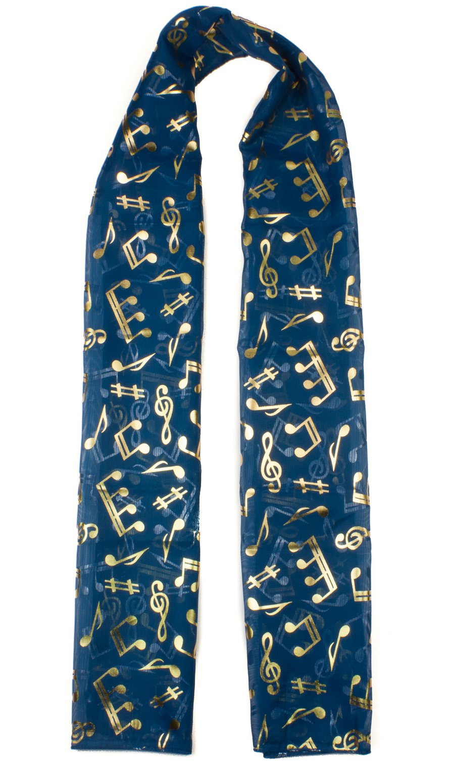 Mytoptrendz Men's Teal Mytoptrendz® Music Scarf Gold Foil Musical Notes And Treble Clef Wrap Great Gift For Music Lovers, Music Scarf For Choirs And Musical Groups. ( Scarf With Gold Notes)