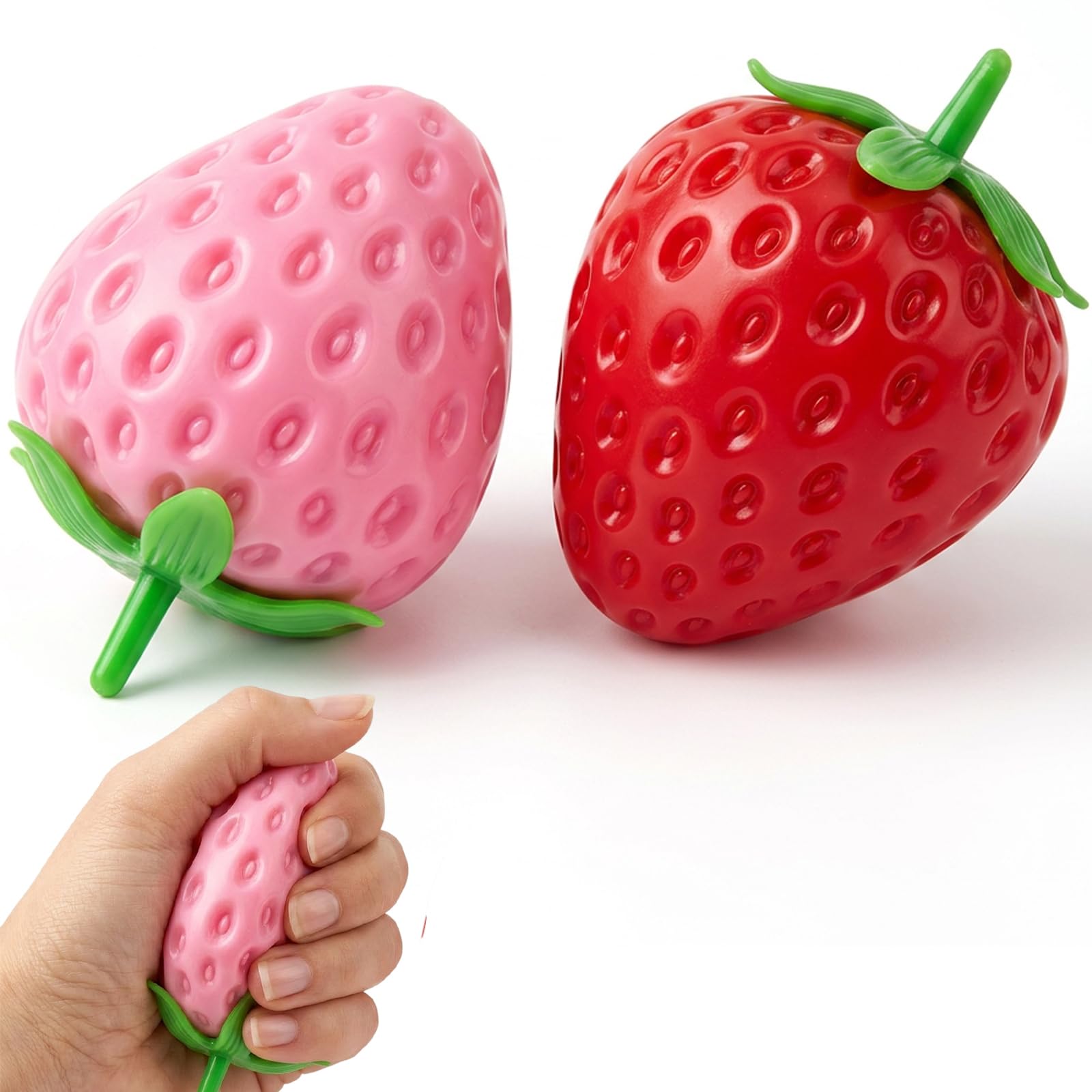 2 PCS Strawberry Squishy, Random - Colored Fluid - Style, Decorative Items, Ideal for Home, Office Desk, Decor Enthusiasts and Collectors