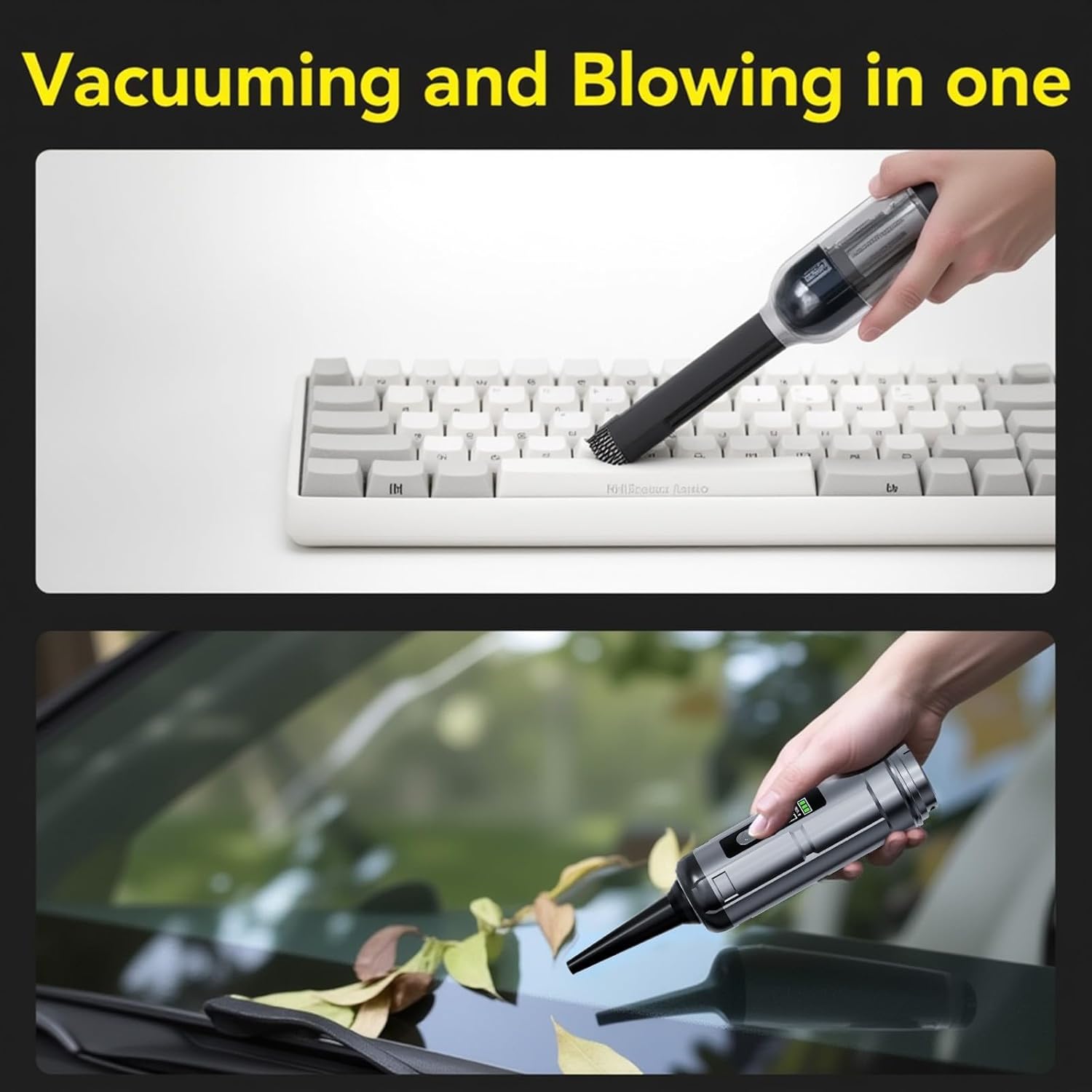 Handheld Compact Vehicle Collector with Air Blower 28CM Size ABS Housing Lightweight Auto Vacuum