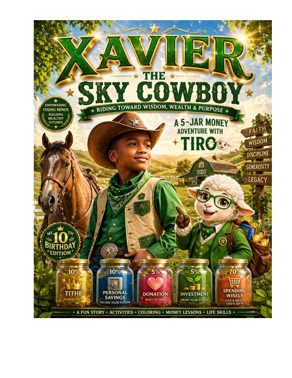 Xavier the Sky Cowboy: A 5-Jar Money Adventure for Kids: Learn to Earn, Save, Give, Invest & Spend Wisely