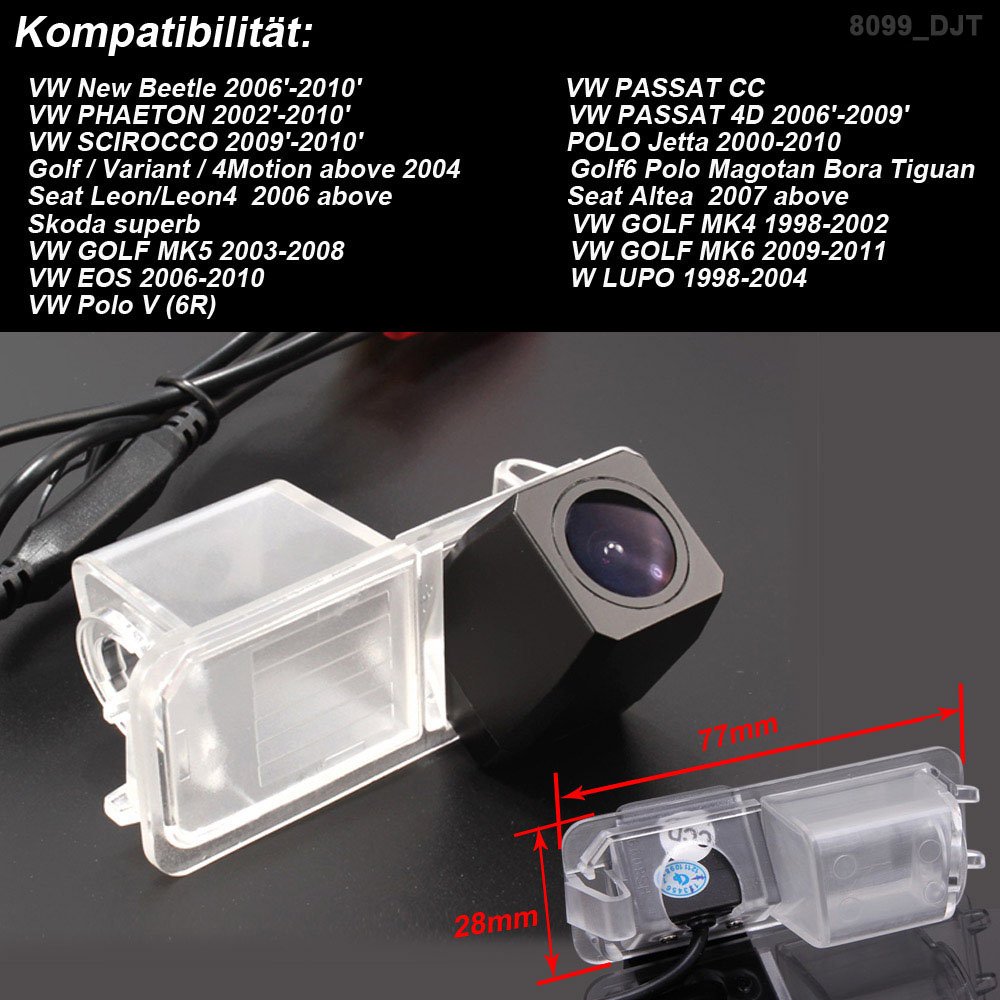 Kamera cofania zamiennik do Skoda New Beetle Polo V 6R Passat CC Golf 6 Golf VI MK4 MK5 MK6 EOS Lupo