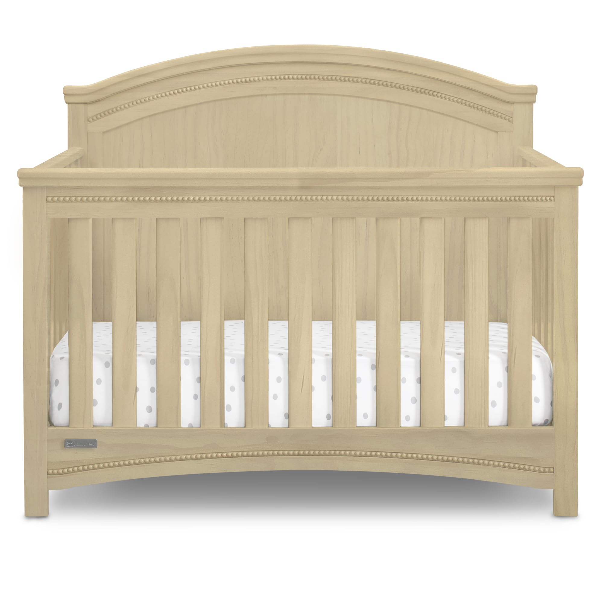 Simmons Kids SlumberTime Emma 4-in-1 Convertible Baby Crib N More - Greenguard Gold Certified, Natural Sandstone