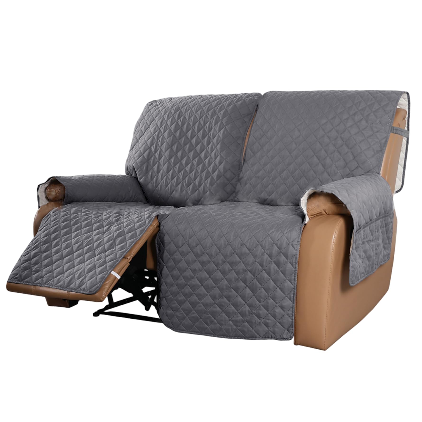 Housse de causeuse inclinable 2 places gris protection canapé relax antidérapante