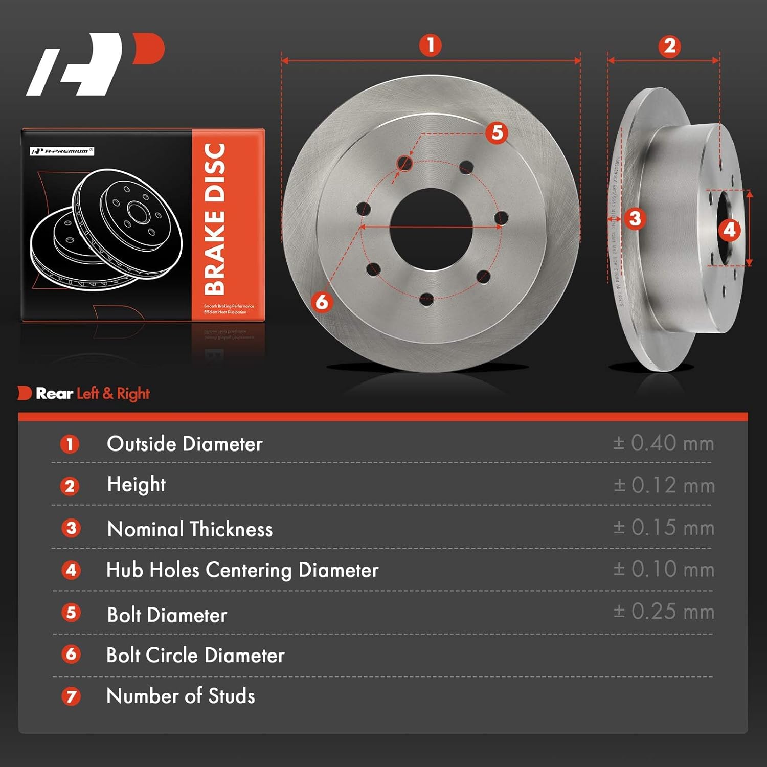 A-Premium 13.14 inch (334 mm) Rear Solid Disc Brake Rotors Compatible with Select Ford Models - F-150 F150 2000-2003, F-150 Heritage 2004, F-250 F250 1998-1999, 2-PC Set