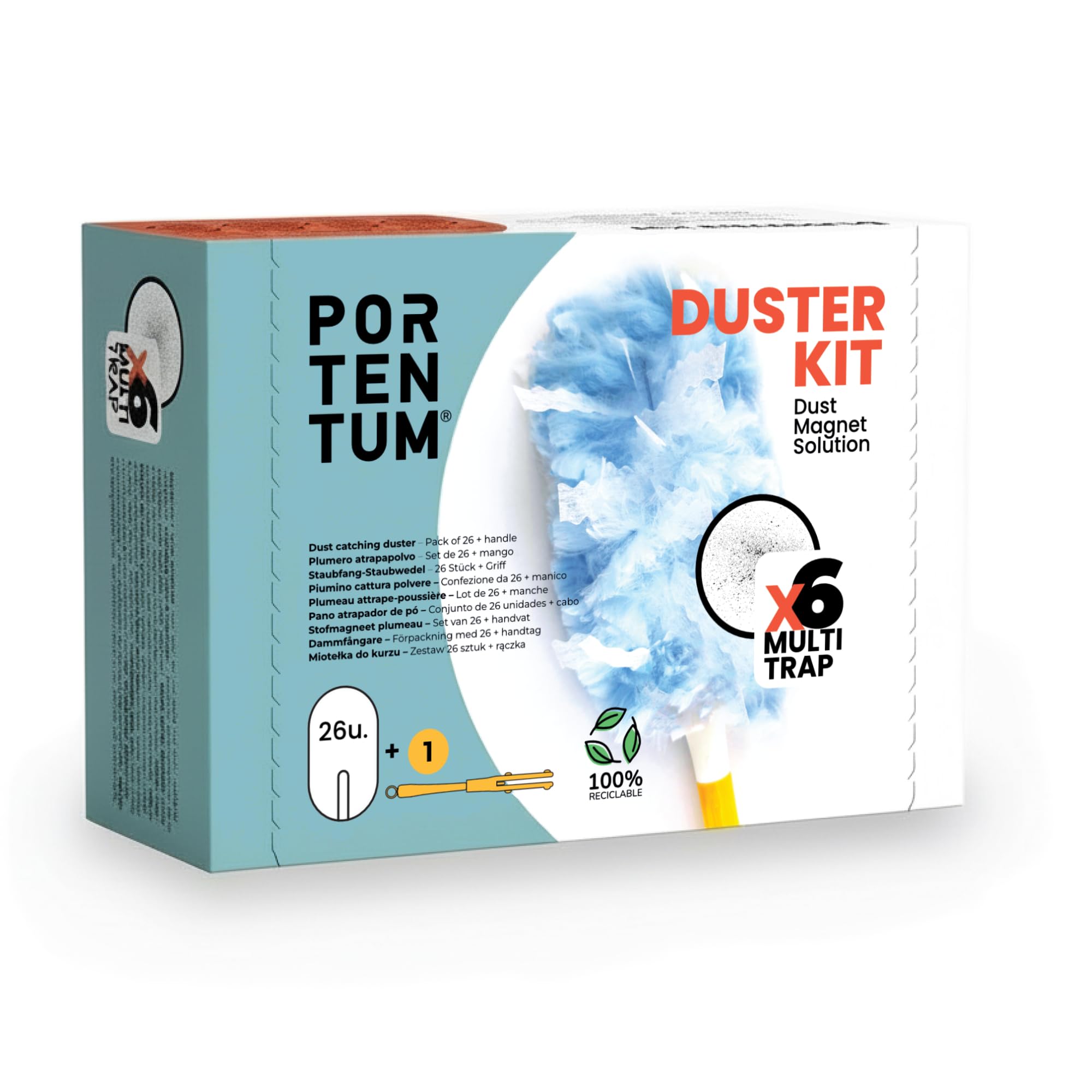 Kit de Nettoyage PORTENTUM avec Plumeau Attrape-Poussière et Recharges