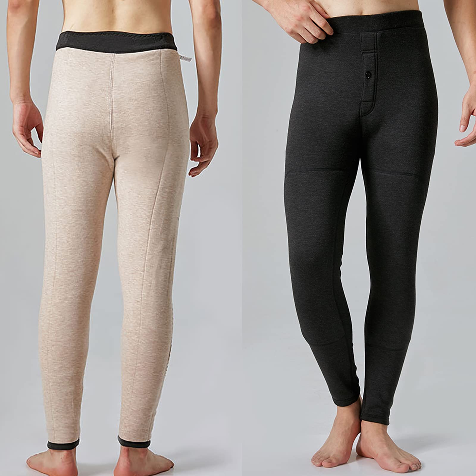 Uomo Termico Long Johns Bottoms Pantaloni Base Layer Intimo Winter Leggings Pantaloni(Size:3XL,Color:Nero)