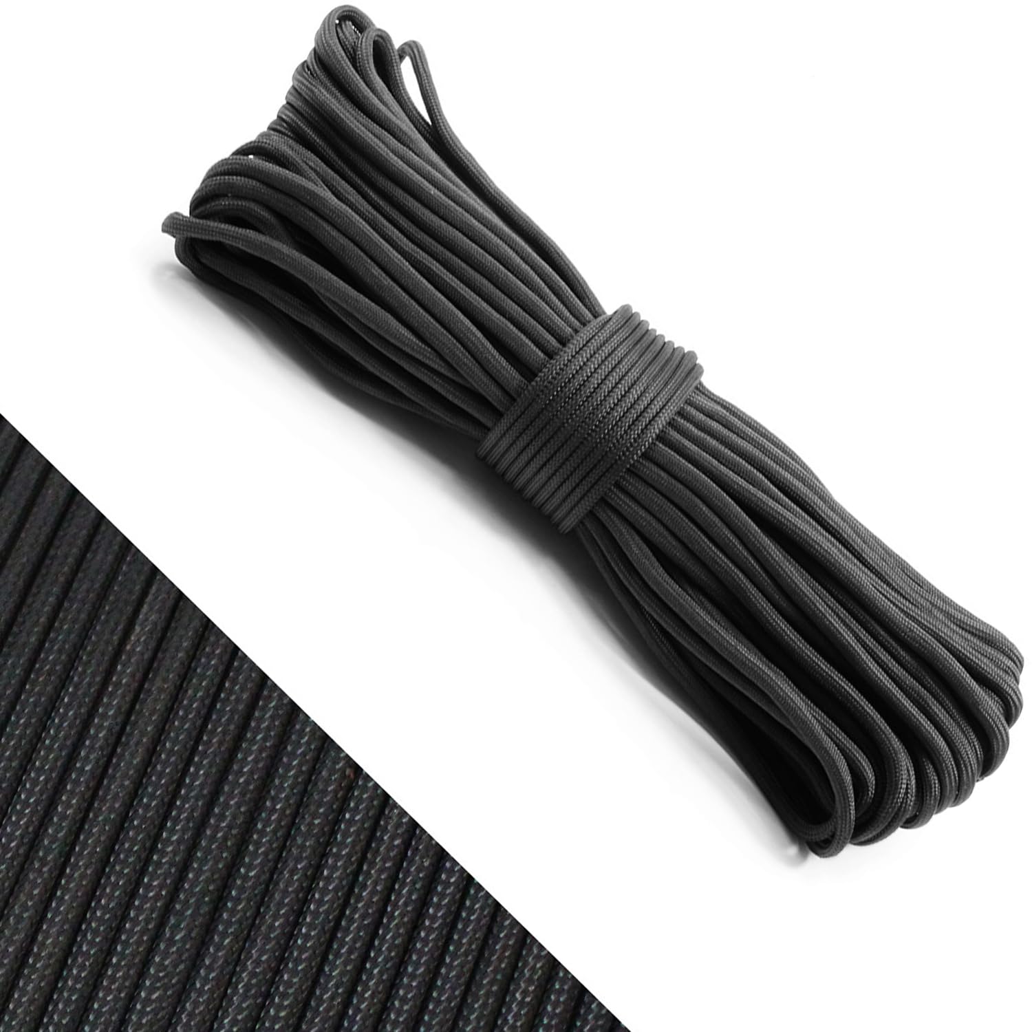 PWPAM 31m Paracord Rope 4mm Parachute Cord 11-Strand Core Tested to 550lb Paracord Ideal for Crafting, DIY, Camping, Survival, Outdoor (Black 11-Strand, 31m/100ft)