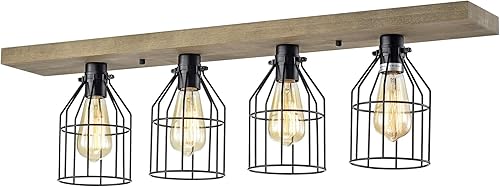 Miniatura 1 de The Gray Barn Daisy Road - Jaula de madera y metal con 4 luces