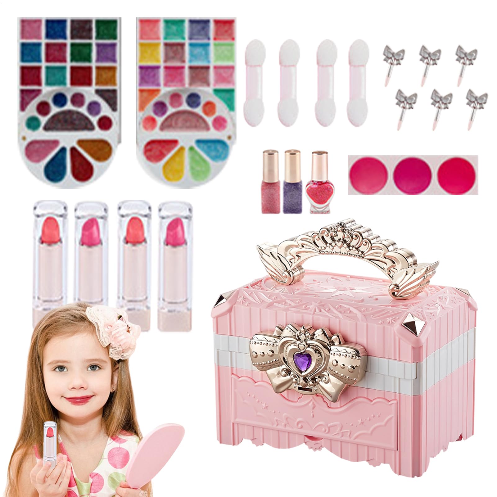 Trucco Finto Lavabile, Ideale Per Giochi Di Fantasia E Realistico | Set di Trucco Finto per Bambine per di Ruolo Per Natale Compleanno Festa Vacanza E Per Toeletta Travestimento E Cosplay