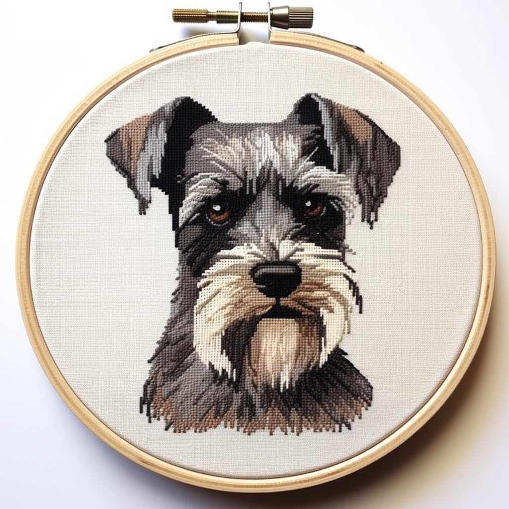 Amazon.com: Schnauzer Stamped Cross Stitch Kits for Beginners Easy