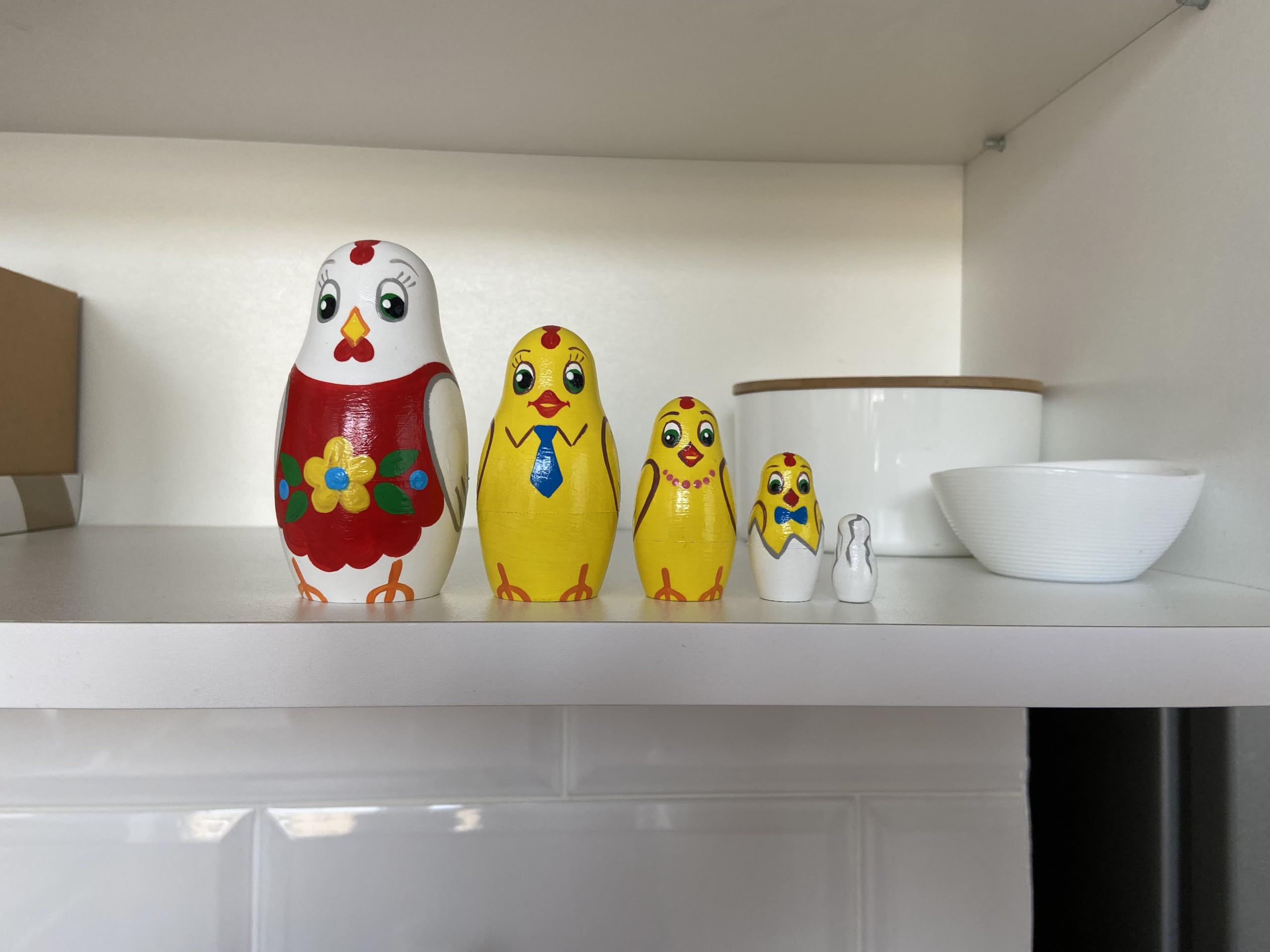 AEVVV Hühnerfiguren Russische Matroschka, 5 Stück
