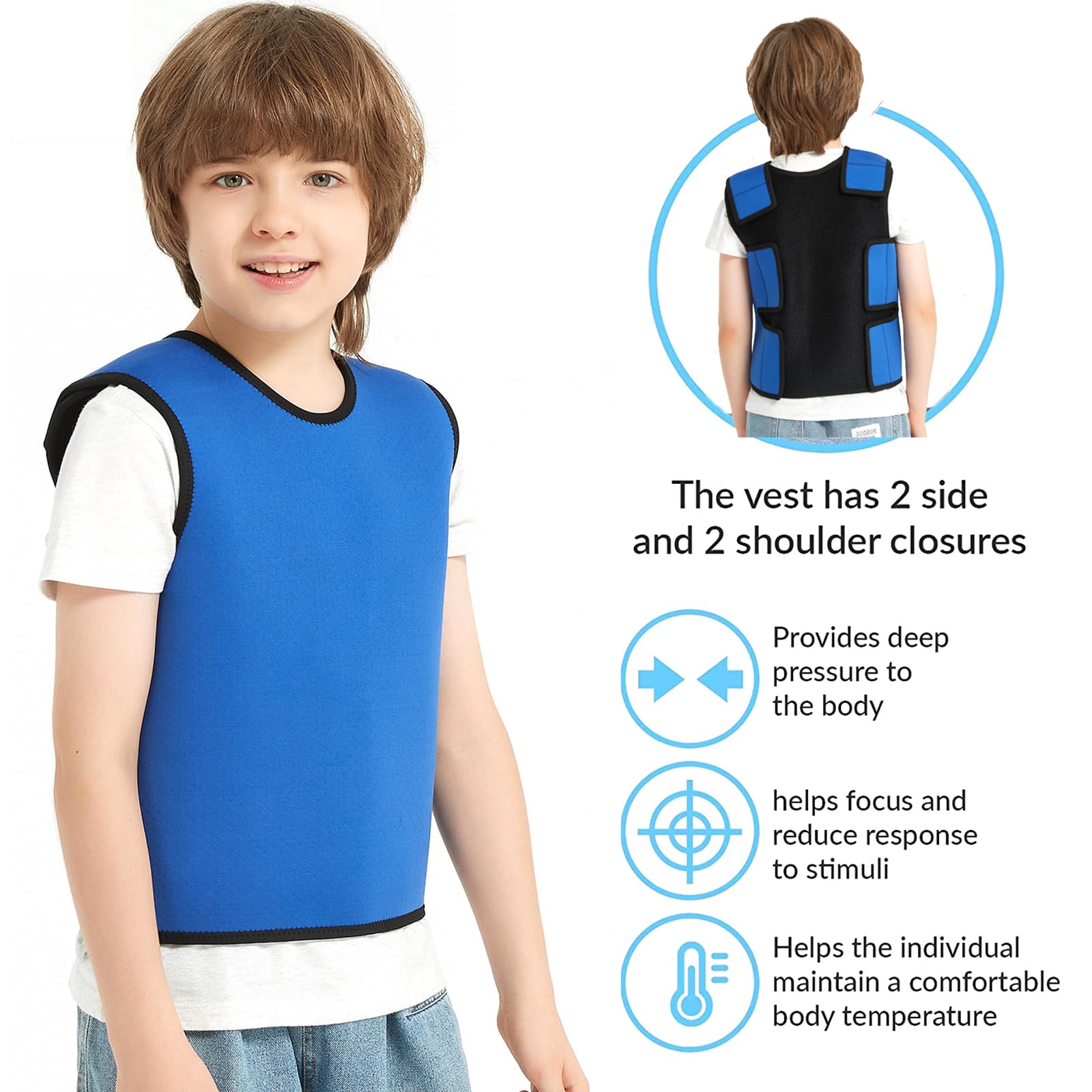 Chaleco de compresión sensorial para niños, chaleco de presión profunda para autismo, ropa sensorial