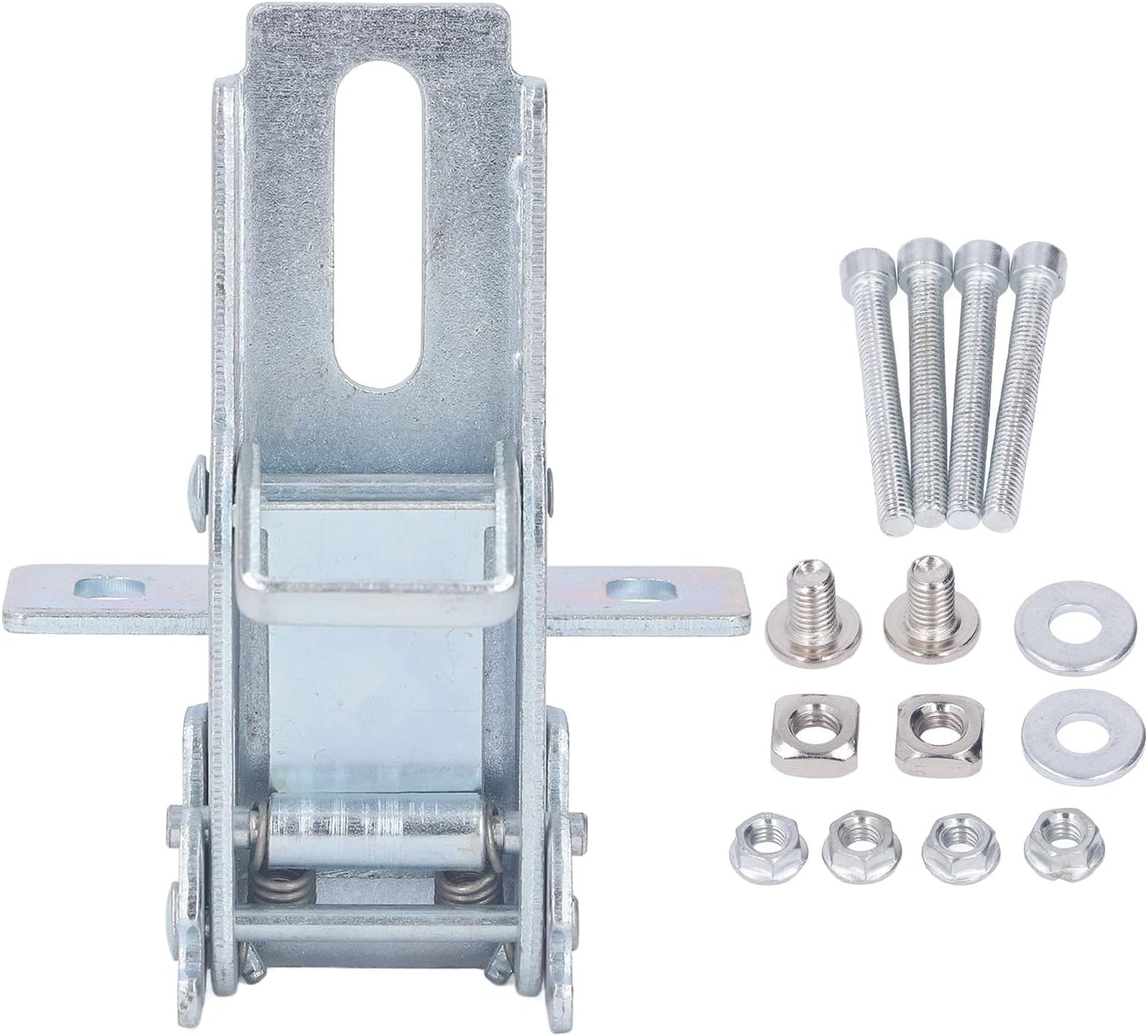 180 Degree Folding Table Hinge, Heavy Duty Iron Workbench Flip Hinge for Table Saw Push Rod, Smooth Double Spring Mechanism with Complete Mounting Hardware for