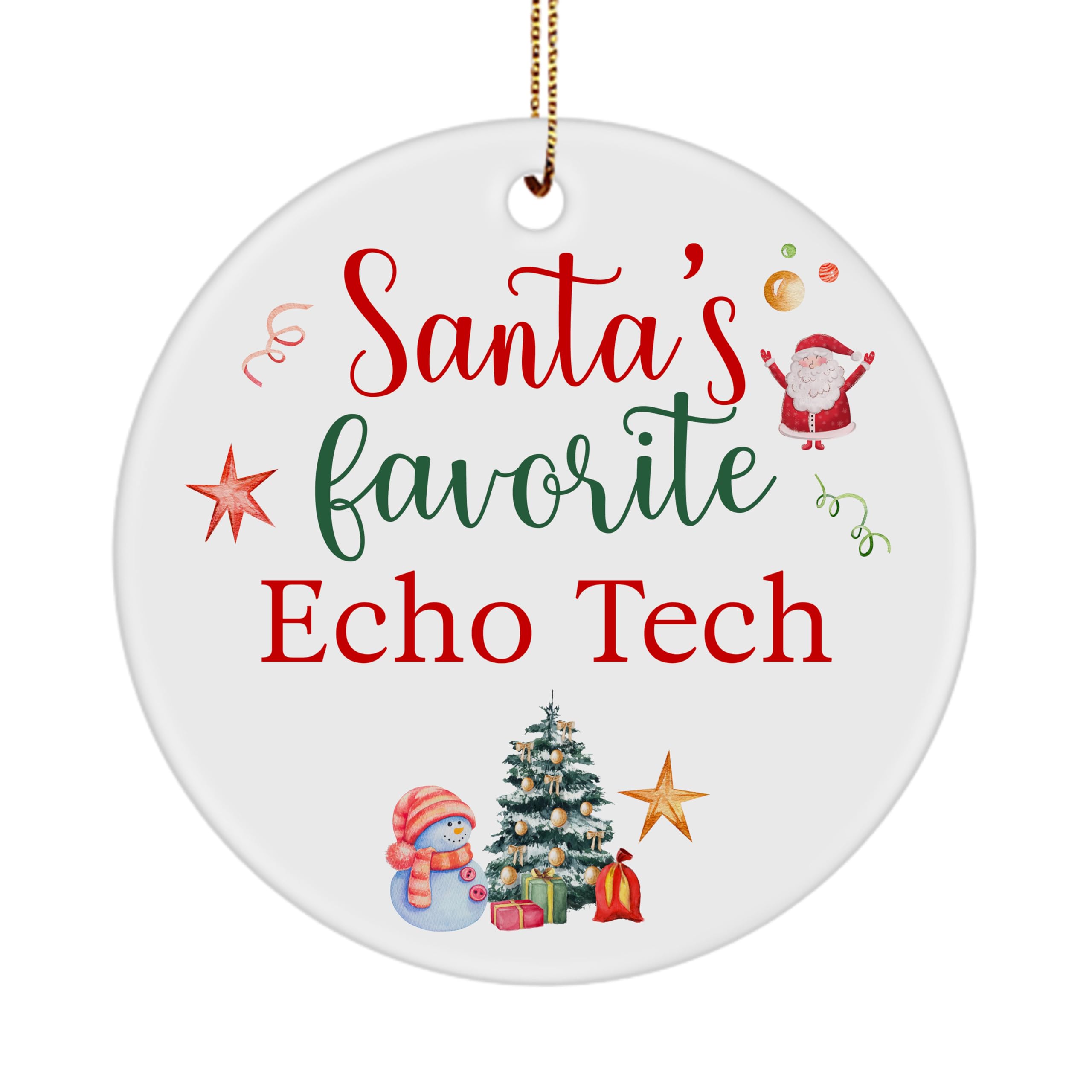 Santa's Favorite Echo Tech Ornament Party Decoration Tree for Happy New Year Merry Xmas Cardiovascular Cardiac Technician Circle 2024 2025 2026