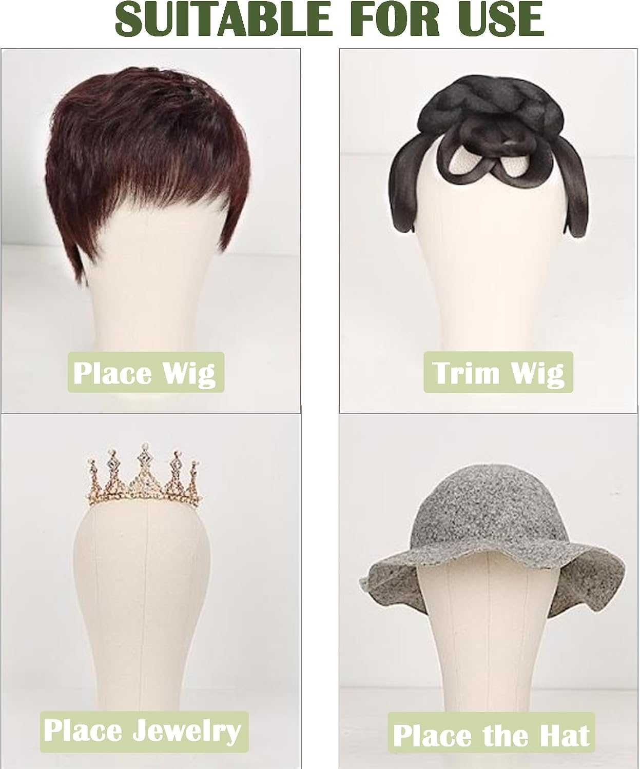 22Inch Wig Canvas Head,Mannequin Wig Head With Stand for Wig Making, Mannequin Block Head Set with Mount Hole, Styling Hair Clips, T Needle, C Needles, Thread, Wig Caps,White