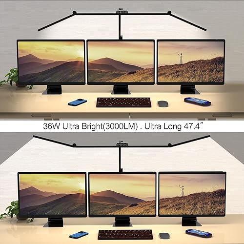 Miniatura 2 de Micomlan Lámpara de escritorio LED brillante de 36 W con abrazadera, lámpara de escritorio de arquitecto de 47 pulgadas de largo, lámpara de mesa