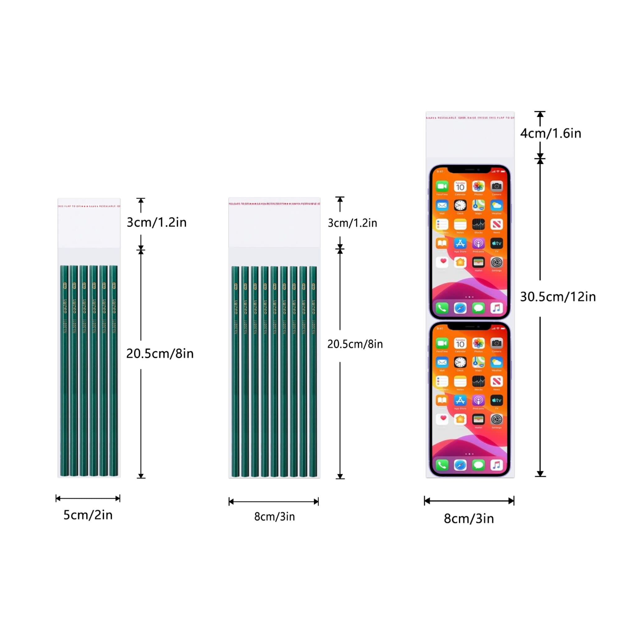 Long Cellophane Bags 3 x 8" 100pcs Clear Cello Self Sealing OPP Plastic 50µm for Candles Jewelry, Crafts, Gift, Bakery - Image 4