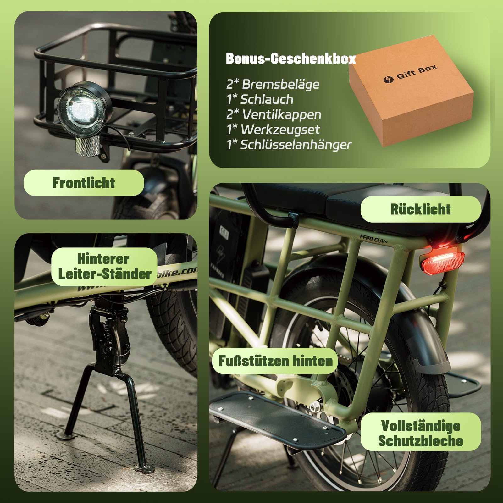 Fafrees FF20 CUV Elektro Cargo E Bike 20 Zoll 200kg Zuladung [ Offiziell ] 2X 12Ah Akku 576Wh, 75N.m, 25km/h Ebike Mountainbike, Hydraulikbremsen Fatbike E-Bike für Erwachsene