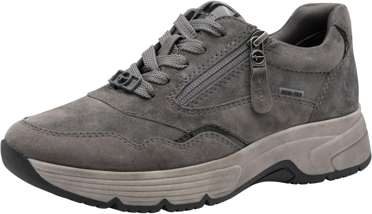 Tamaris Platte veterschoenen voor dames, Beige suède., 39 EU
