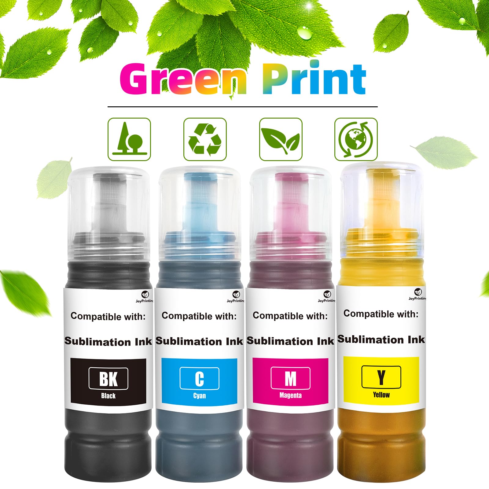Inchiostro a sublimazione compatibile con Epson Ecotank ET-1810 ET-2710 ET‑2711 ET-2712 ET-2714 ET-2715 ET-2720 ET-2721 ET-2726 ET-2810 ET-2811, 4 x 70 ml nero Ciano, Magenta, Giallo