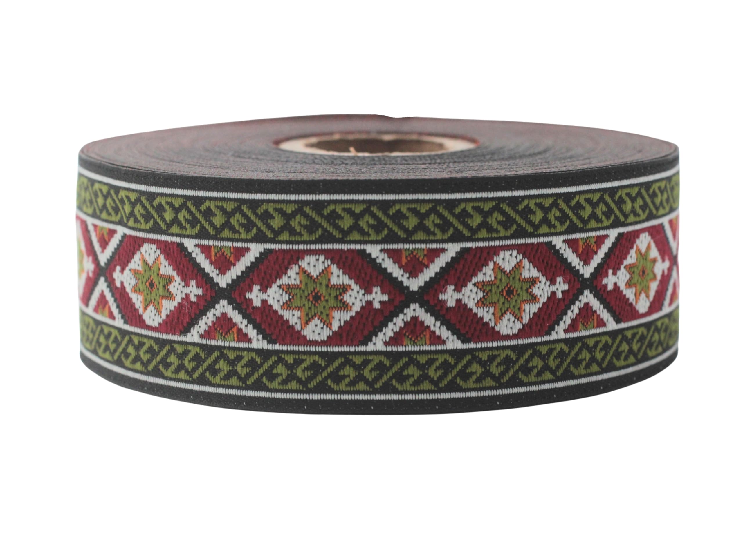 Ruban jacquard rouge et vert idéal pour personnaliser vos accessoires bohèmes