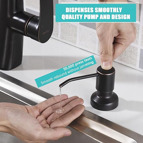 Miniatura 3 de Dispensador de jabón para fregadero de cocina, bomba dispensadora de jabón de manos de cocina, bronce aceitado, bomba dispensadora de jabón de