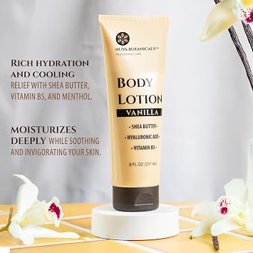Nuva Botanicals Vanilla Body Lotion for Women Dry Skin - Vanilla Lotion for Women with Hyaluronic Acid - Body Cream for Women with Shea Butter - Moisturizing and Hydrating Vanilla Body Care (8 fl oz)