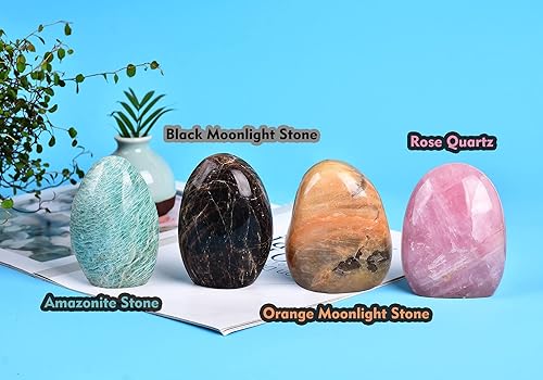 Miniatura 7 de AMOYSTONE Torre de piedra de luna negra de piedra curativa pulida para decoración de mesa para el hogar, irregular, 1.4  1.7 libras