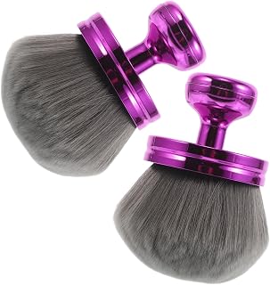 Body Makeup Brush Extra Large 2pcs with Long Handle for Self Tanning | Fluffy 2.7 Inch Head, Ultra Dense Fibers and Purple Finish, Smooth Blending for Arms and Body