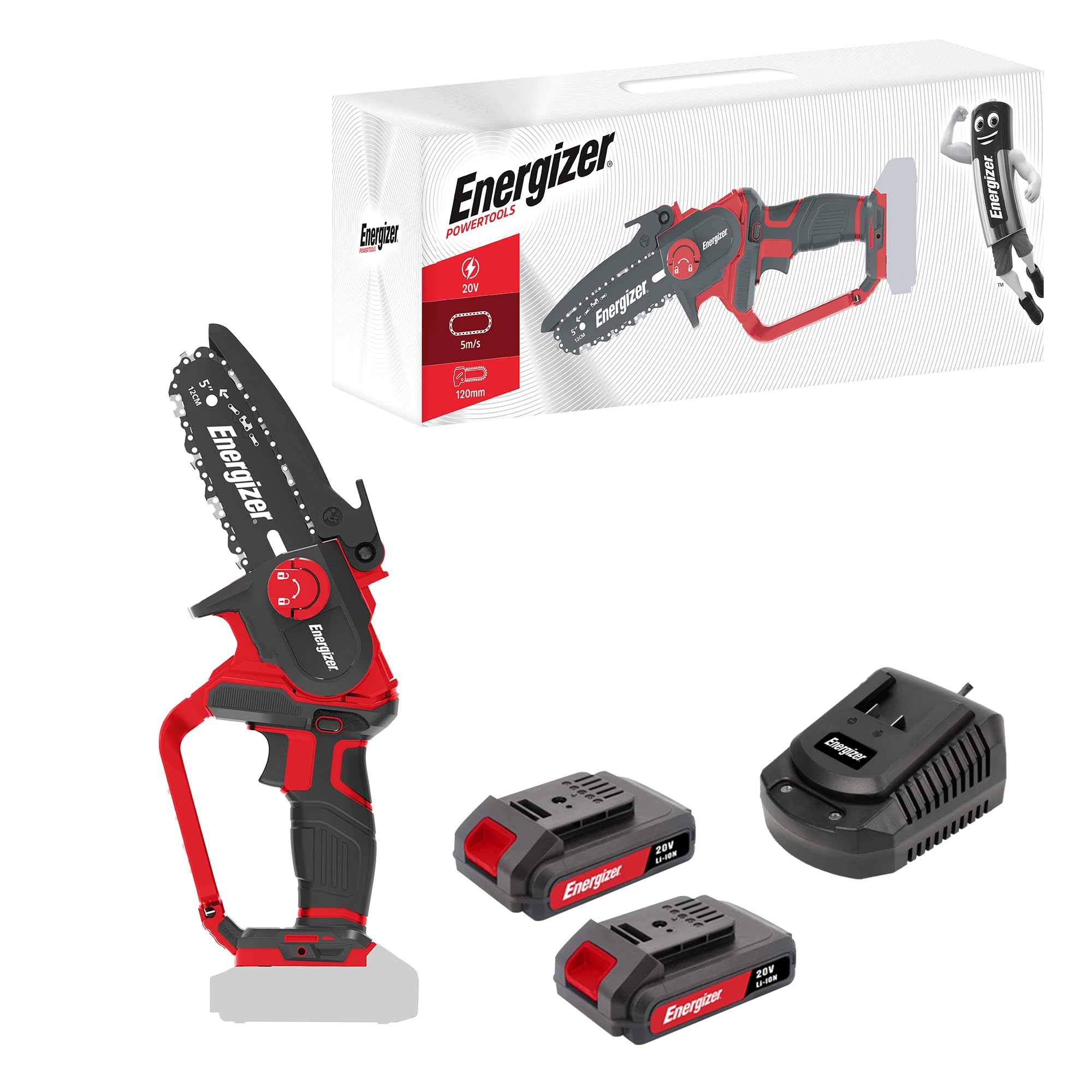 Scie Sauteuse Sans Fil Energizer 20V - 2300 OPM Avec 2 Batteries 2Ah + Chargeur - Coupe Bois 80mm