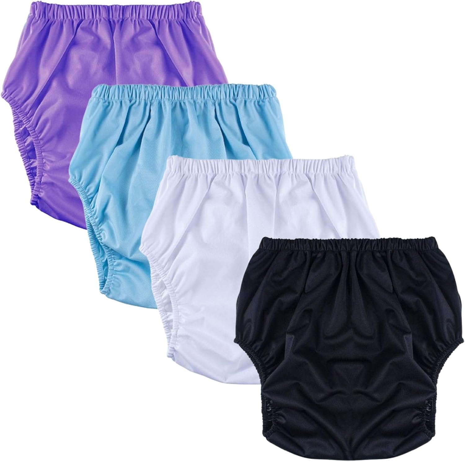 4 Packs Waterproof Adult Diaper Covers - Reusable Leakproof Incontinence Plastic Pants
