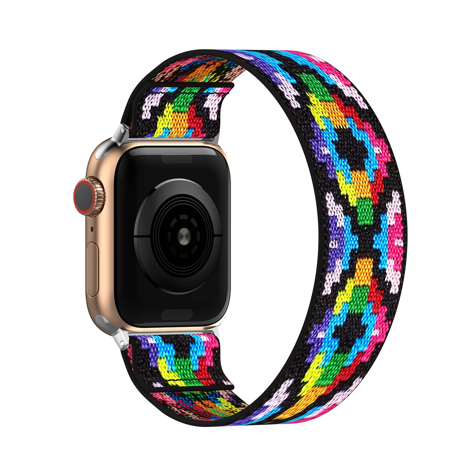 BMBEAR Stretchy Solo Loop Bands Compatible with Apple Watch 38mm 40mm 41mm Braided Elastic Weave Nylon Wristbands Women Men Straps for iWatch Series 7/6/5/4/3/2/1/SE Dark Black — view 11